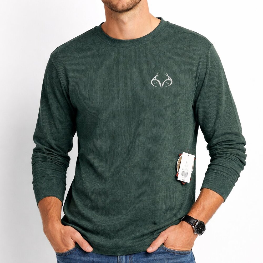 Ocean Coast Realtree Mens Small Pine Green Thermal Long Sleeve Shirt New USA